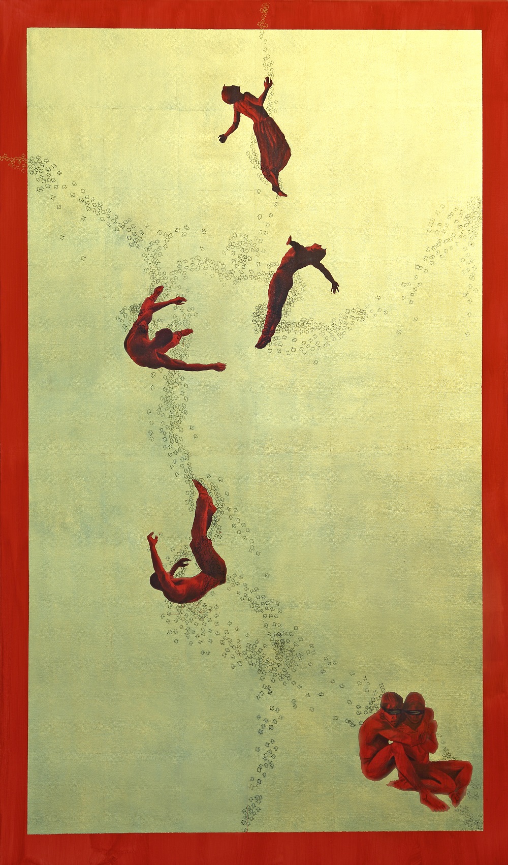 Ascension (Falling), oil and gold leaf on canvas